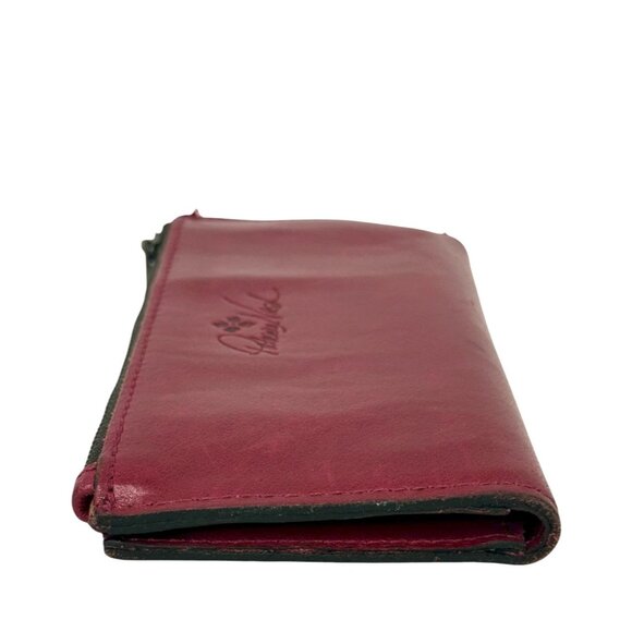 Patricia Nash Nazari Bifold Leather Wallet Magenta Card Slots Zipper Snap Sleek - Picture 8 of 11